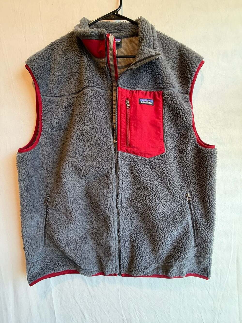 Patagonia Classic Retro-X Fleece Vest Men's Size XXL Gray Red Full Zip
